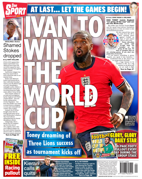 The back page of the Star