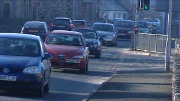 Traffic in Bontnewydd, nr Caernarfon, Gwynedd