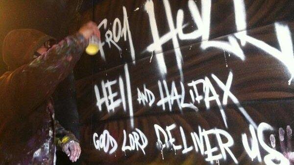 Graffiti artist paints over 'From Hull Hell and Halifax God Lord Deliver Us'