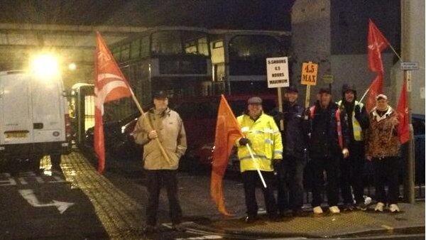 Bus depot picket line