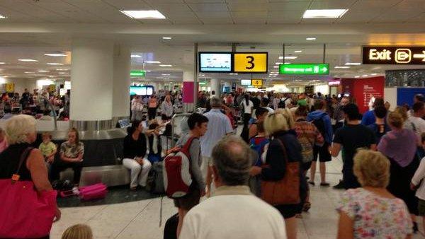 A crowded area at Gatwick Airport