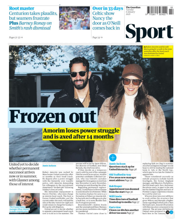 The back page of the Guardian