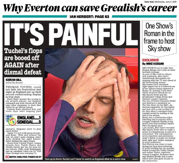 Back page of the Daily Mail on 11 June 2025