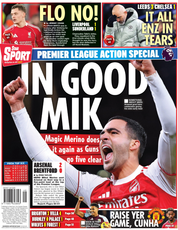 Back page of the Daily Star on 4 December 2025