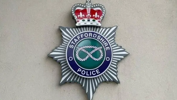 The photo shows the badge insignia for Staffordshire Police