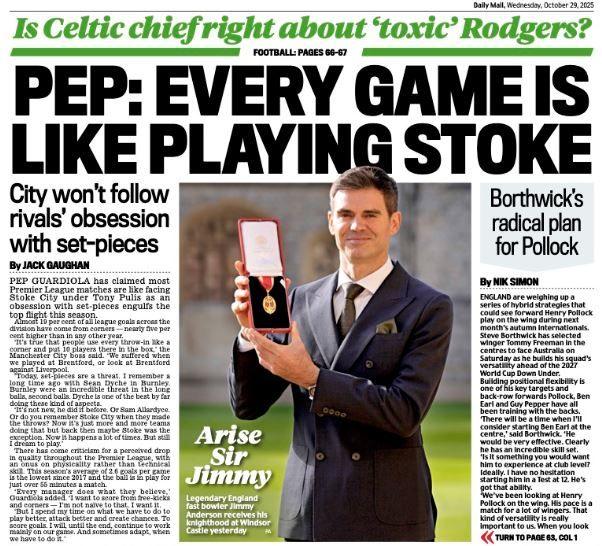 Back page of the Daily Mail on 29 October 2025