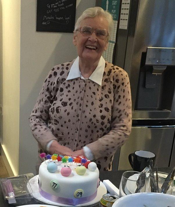 Eileen with birthday cake