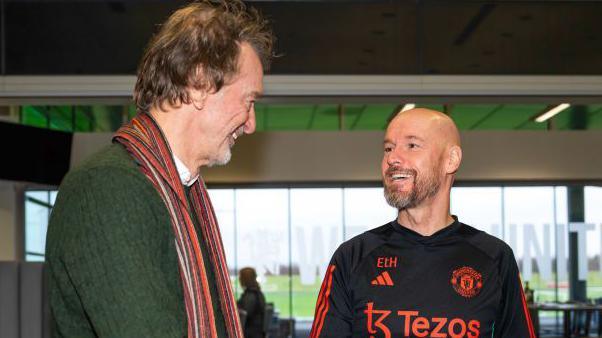 Former Manchester United manager Erik Ten Hag with owner Jim Ratcliffe