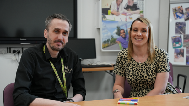 Chocolatier Peter Gardner with Ange Smith from Ellesmere College