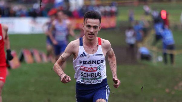 A mud-splattered Yann Schrub competes in Brussels last year