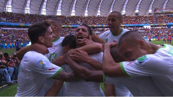 Algeria celebrate goal