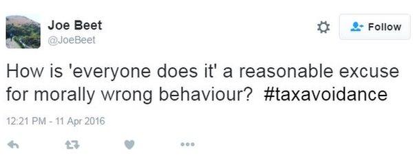 @JoeBeet: 'How is 'everyone does it' a reasonable excuse for morally wrong behaviour? #taxavoidance'