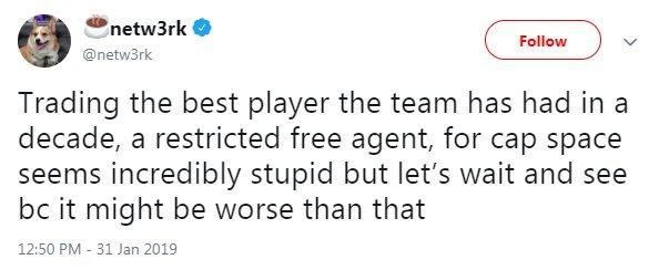 NBA Desktop host Jason Concepcion Sr made his feelings on the trade known