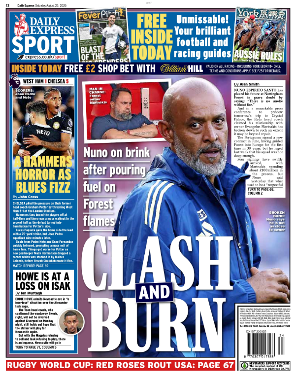 The back page of the Express