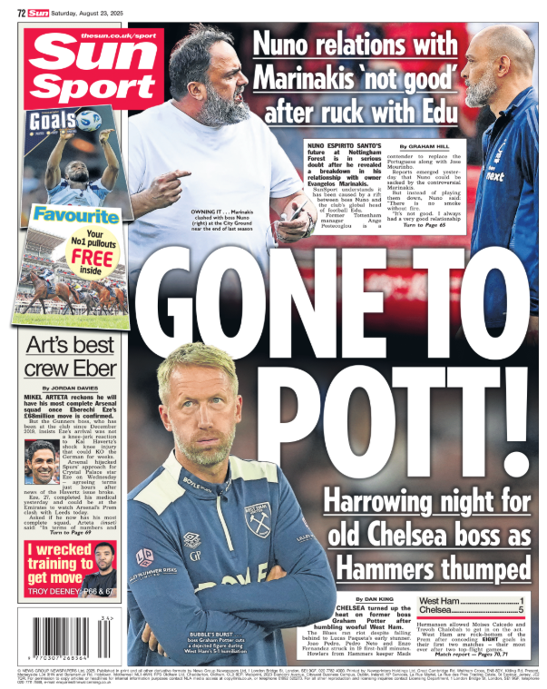The back page of the Sun