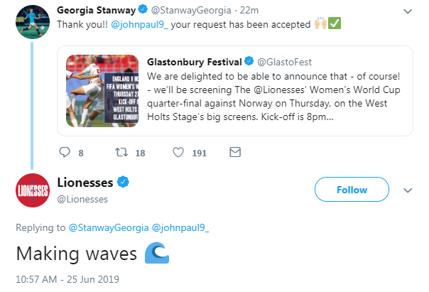 Georgia Stanway tweet