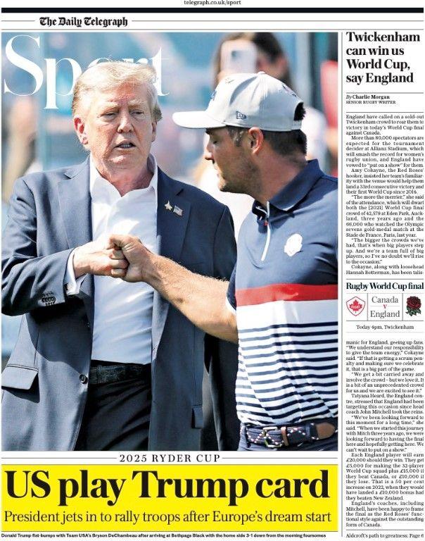 Telegraph sport section front page