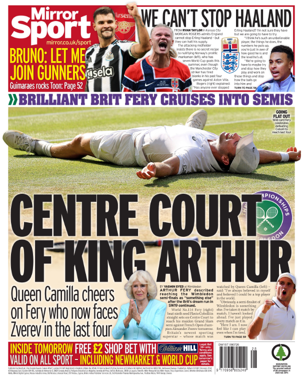 The back page of the Mirror