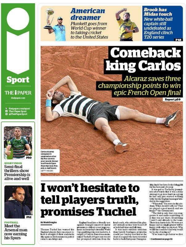 The back page of The i Paper