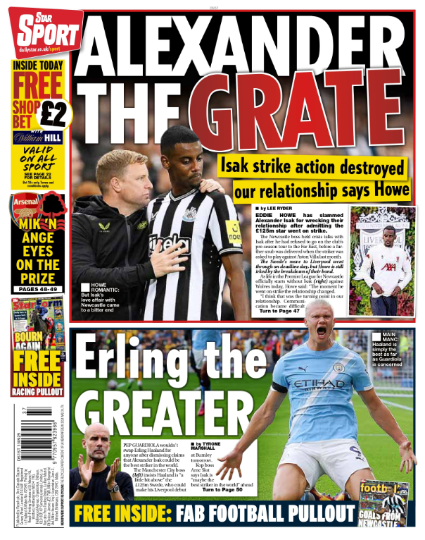 The back page of the Star