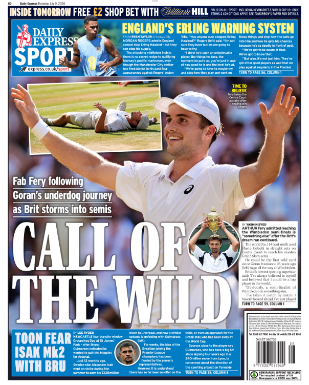 The back page of the Express