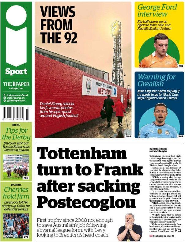 The back page of The i Paper