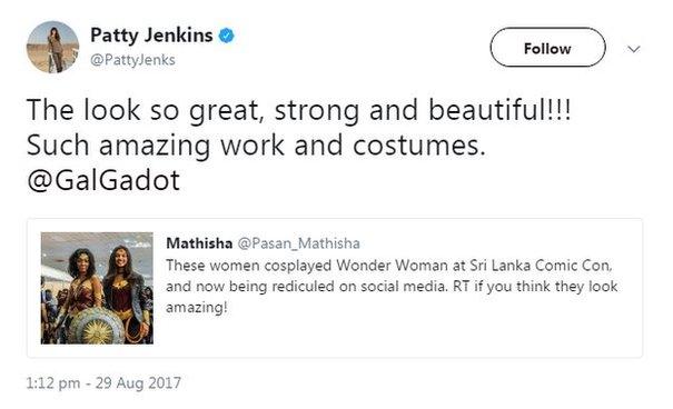 Screenshot of Patty Jenkins tweet