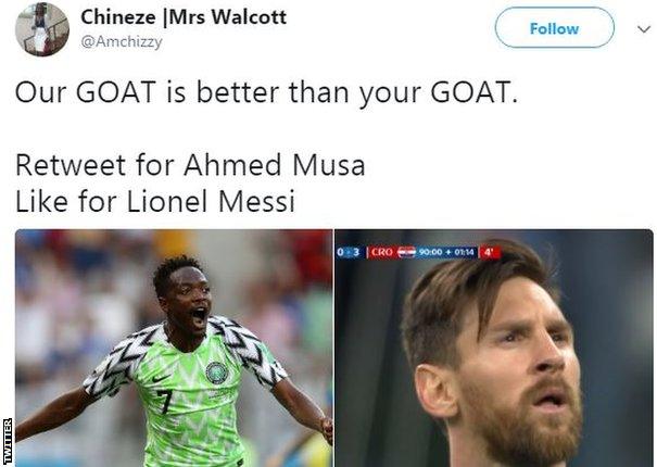 Ahmed Musa tweet