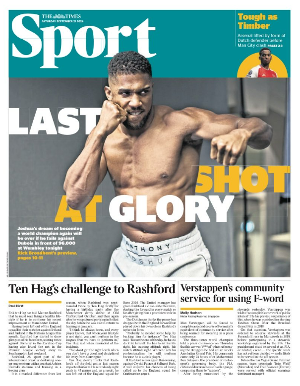 Back page of the Times