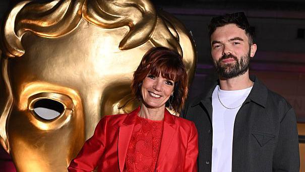 Diane Carson and son Ross Carson from series two of The Traitors pictured at the Bafta nominees party in April