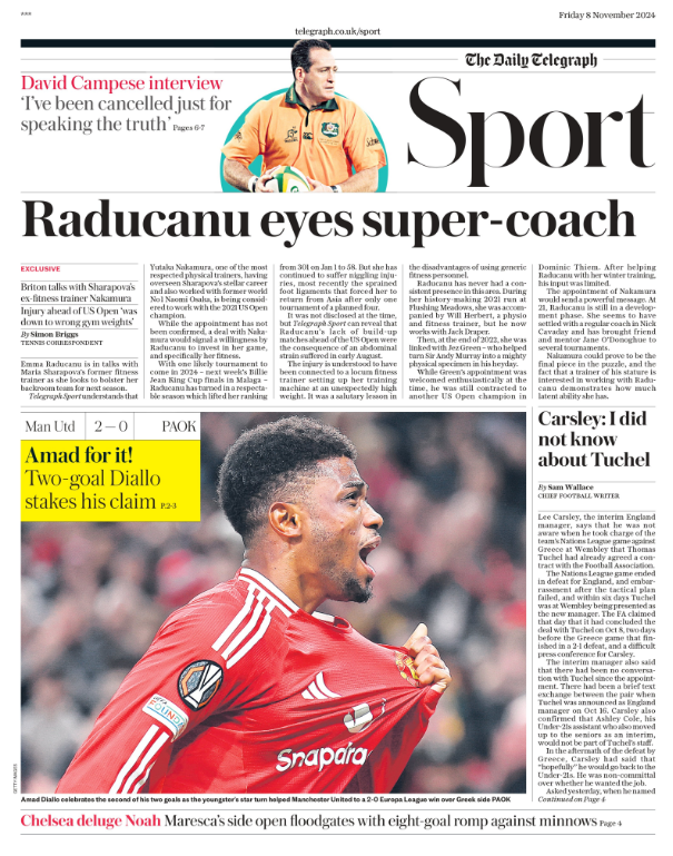 Telegraph sport page