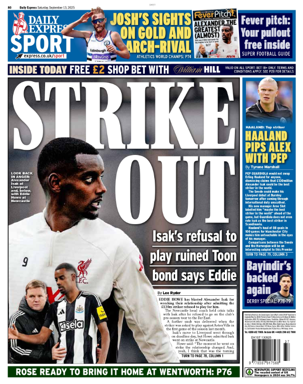 The back page of the Express