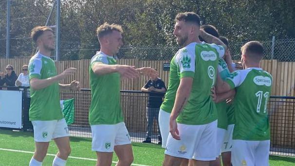 Guernsey FC celebrate a goal