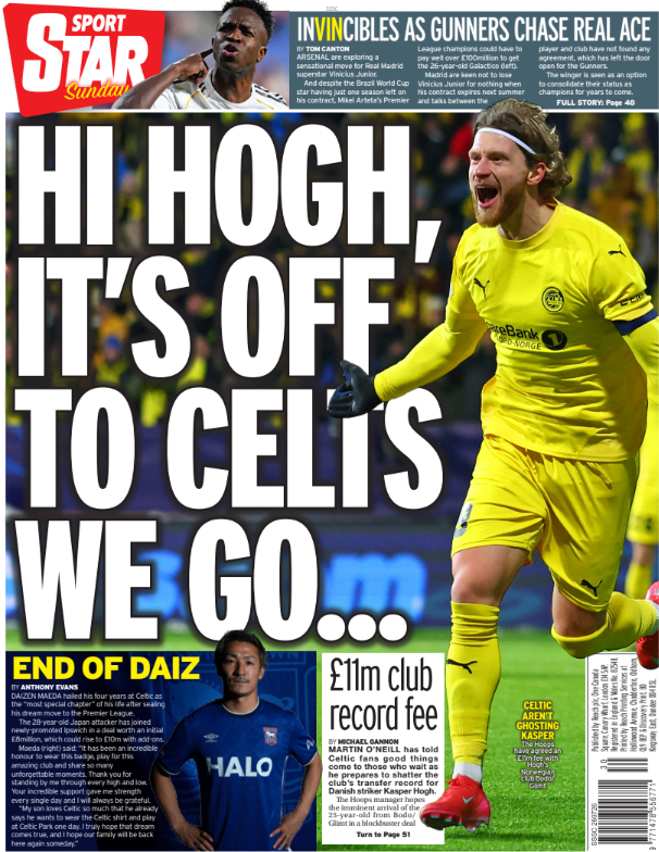 Star On Sunday back page