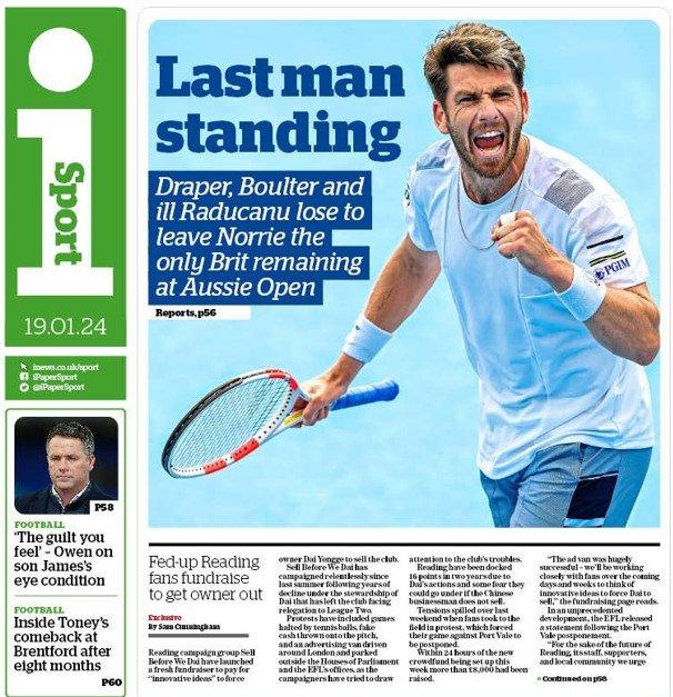 The back page of The i Newspaper