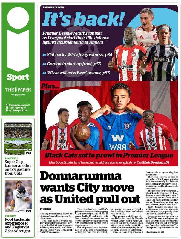 The back page of The i Paper