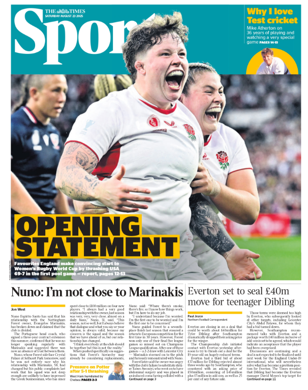 The sport section of the Times