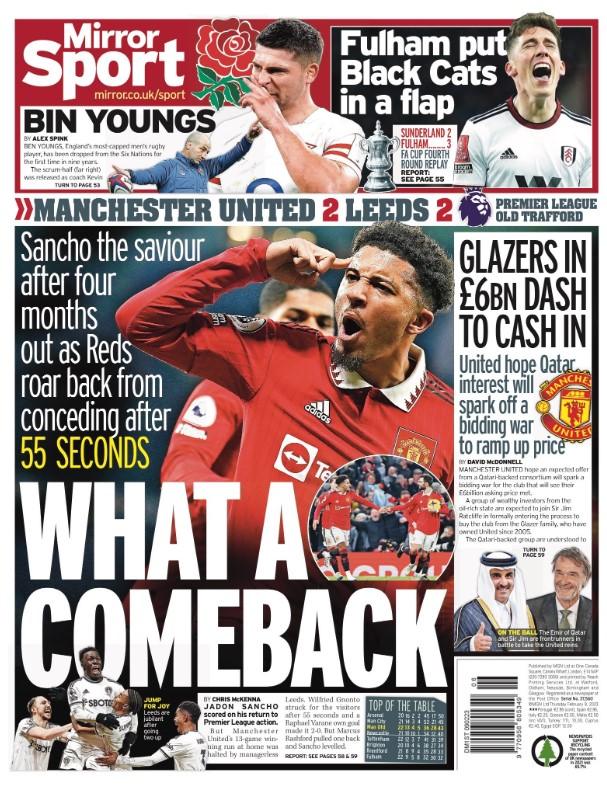 The back page of the Mirror