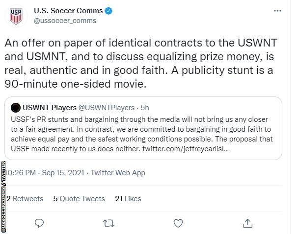 Tweet from @ussoccercomms