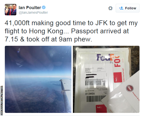 Ian Poulter tweets about his last-minute dash to play in the Hong Kong Open