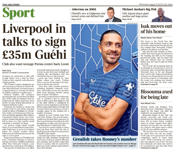 The Times back page