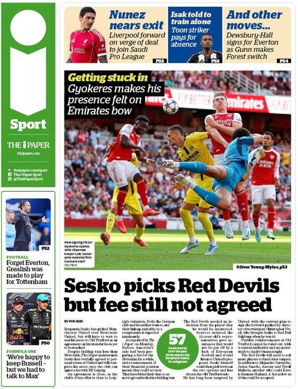 The back page of The i Paper