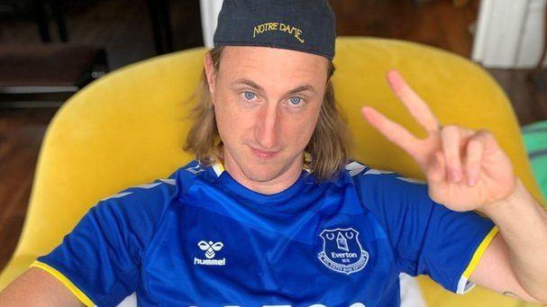 The Wombats drummer Dan Haggis in his Everton kit