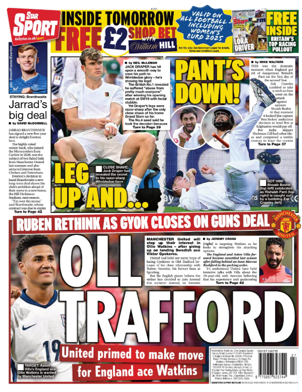 The back page of the Star