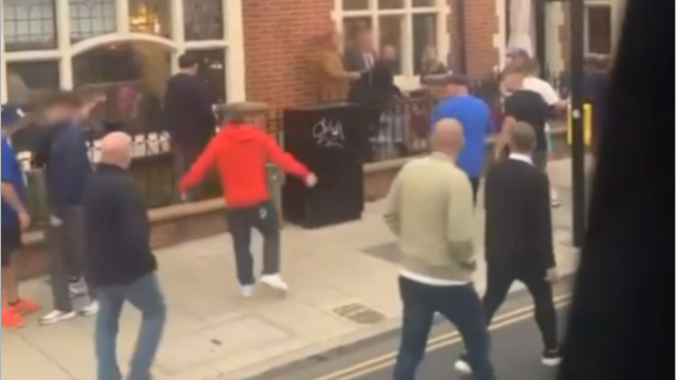 group of men outside a Norwich eaterie