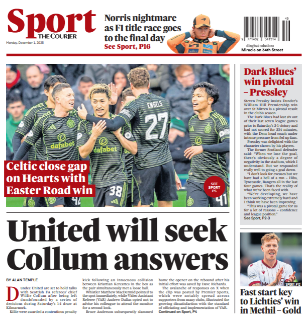 The back page of The Courier on 011225