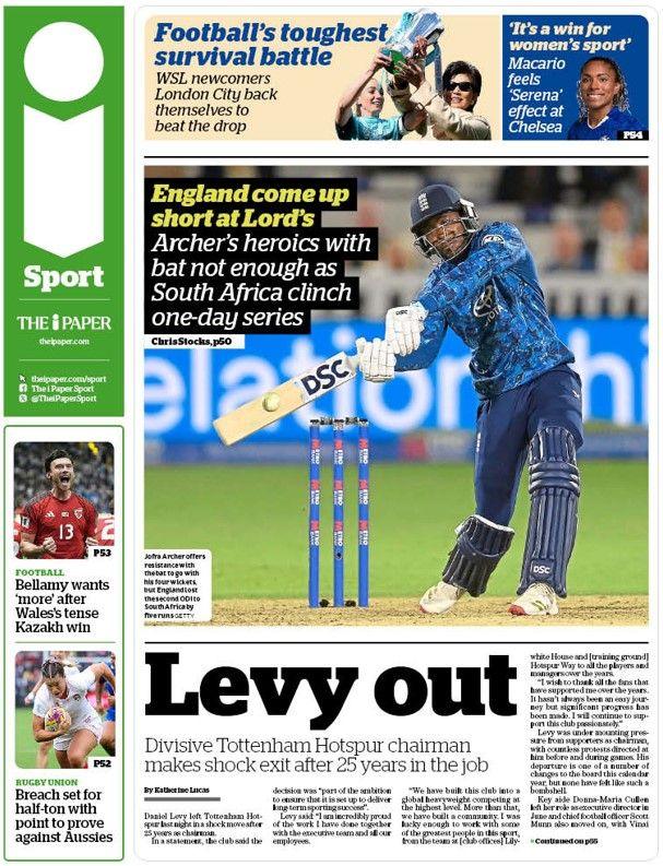 The back page of The i Paper