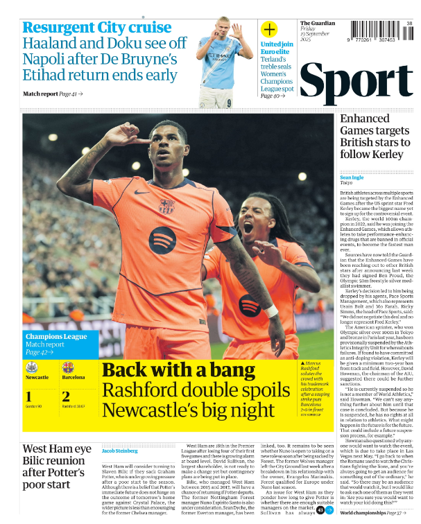 The back page of the Guardian