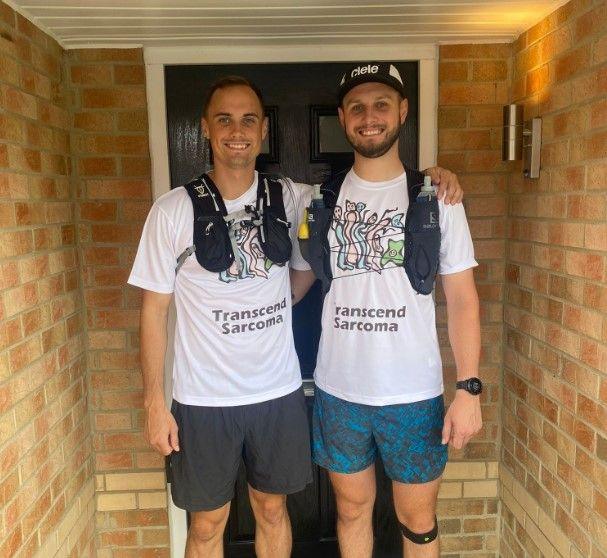 Mark (L) and Lewis (R) wearing shorts and running gear