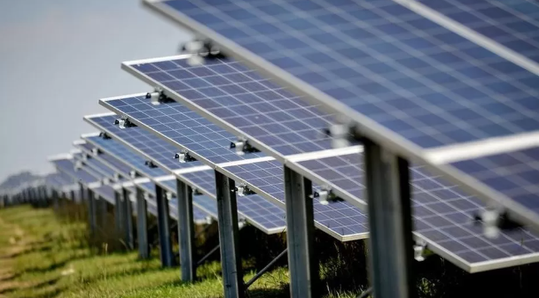 Solar panels in a field